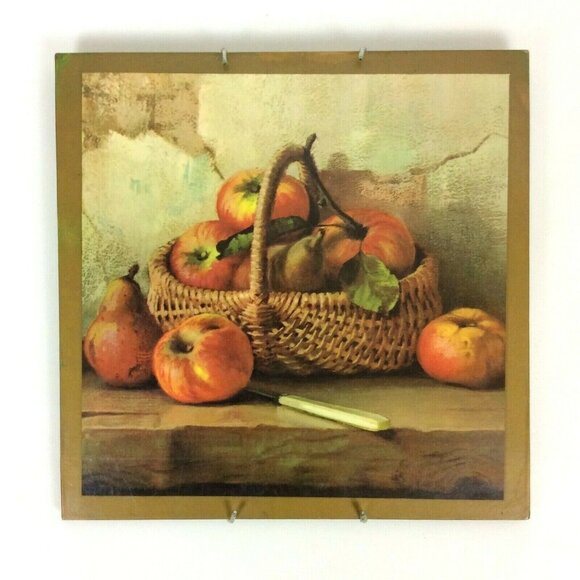 Donald Art Co 8x8 Hot Plate Plaques Trivets Fruit Baskets Still Life Vintage USA - Picture 2 of 12